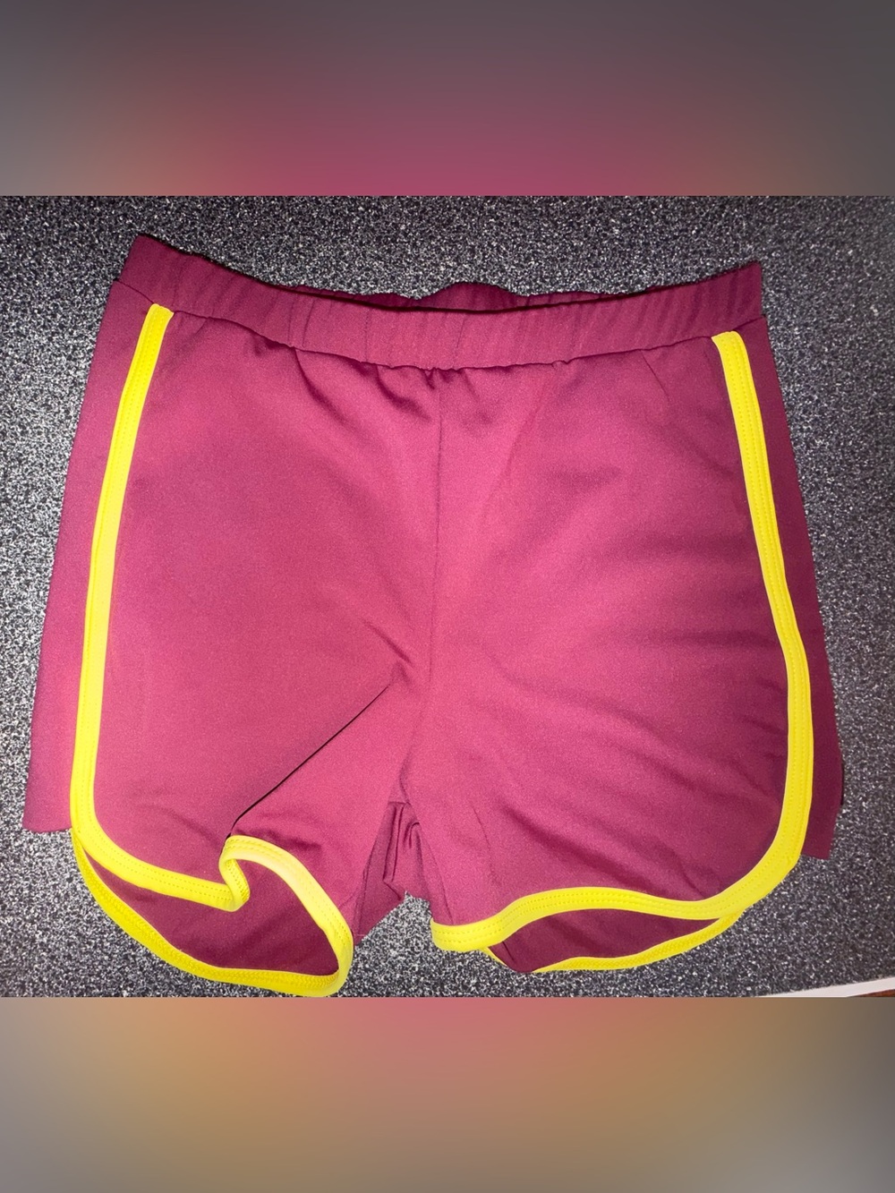 Five Dancewear Shorts Maroon and Yellow Piping Size Adult Medium